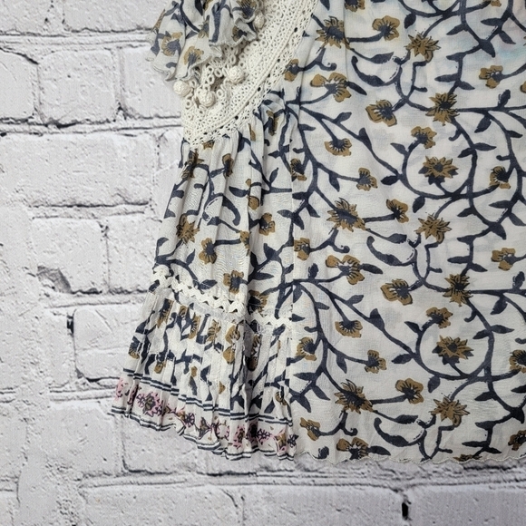 Sea New York Khloe Crema Print Crochet Accent Cotton Blend Blouse Size XS/S? - Picture 5 of 10